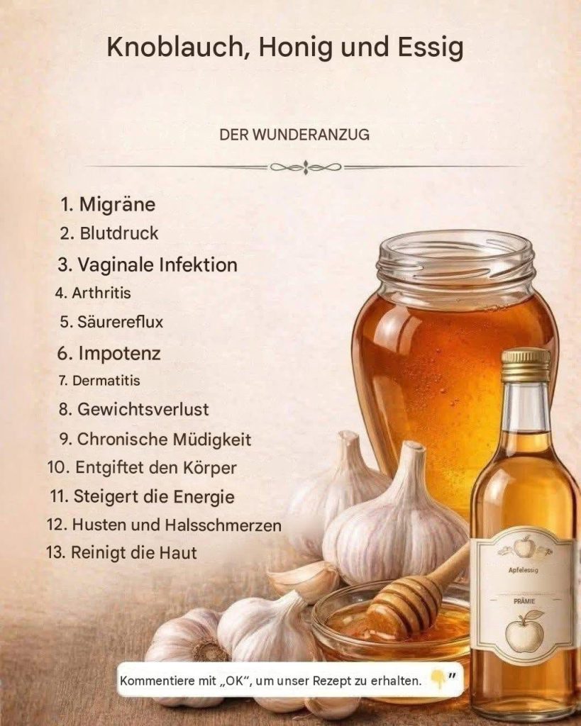 Honig mit Knoblauch und Essig