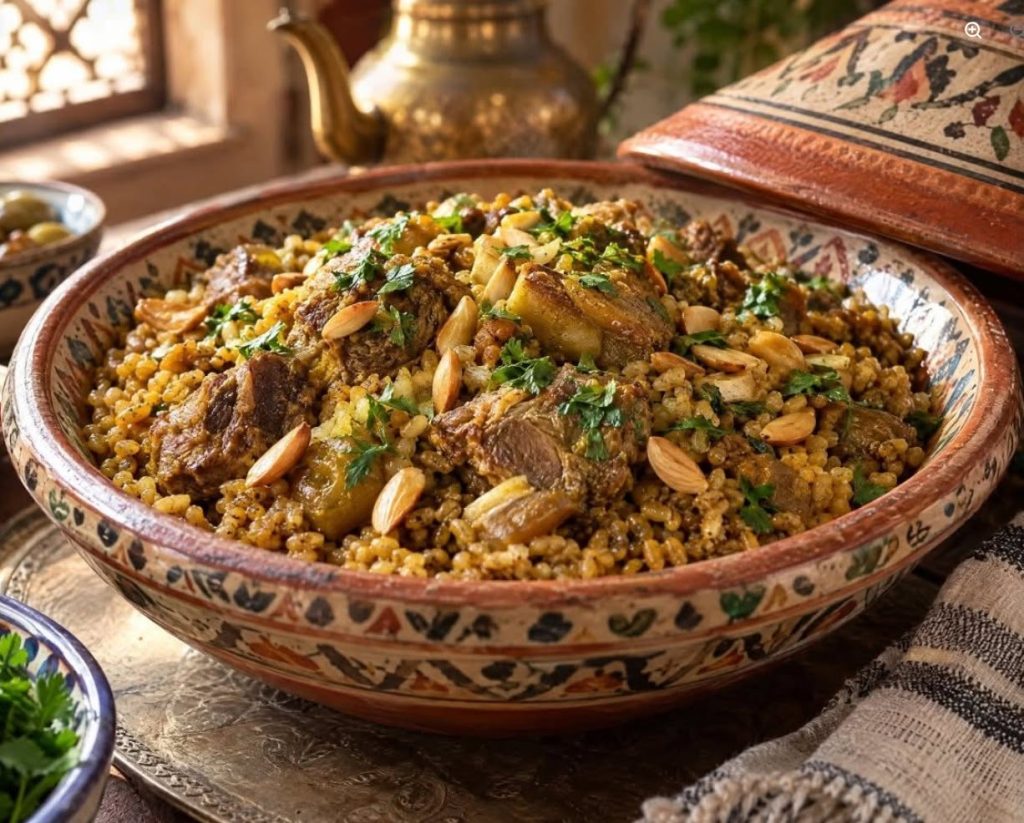 Marokkanische Lamm-Tajine mit goldenem Couscous